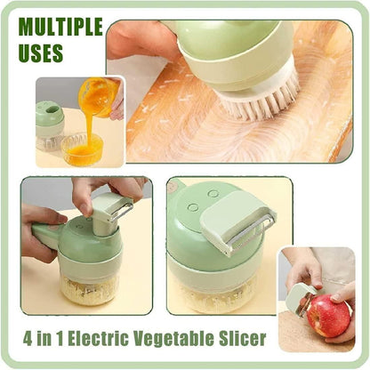 4-in-1 Portable Electric Vegetable Cutter Set | Smart Kitchen Helper