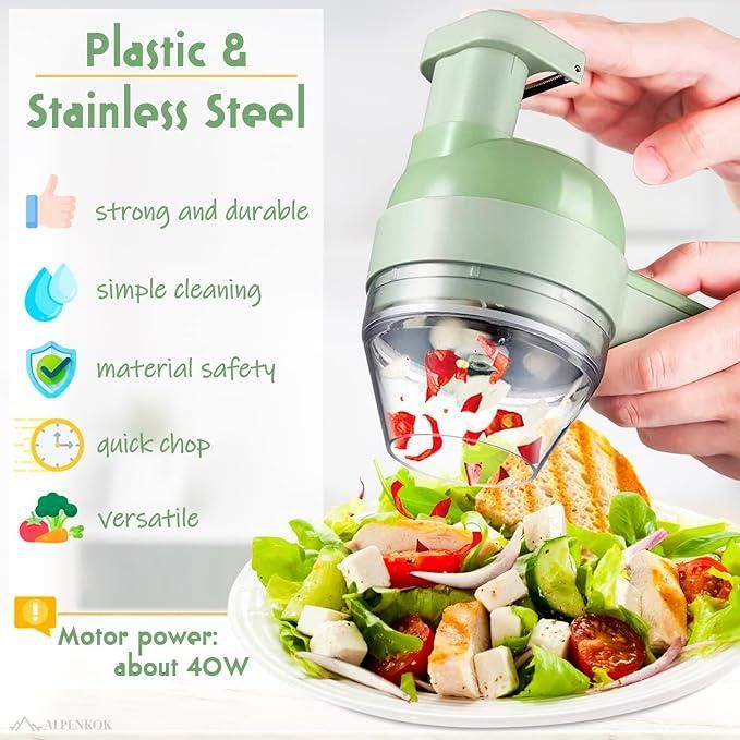 4-in-1 Portable Electric Vegetable Cutter Set | Smart Kitchen Helper