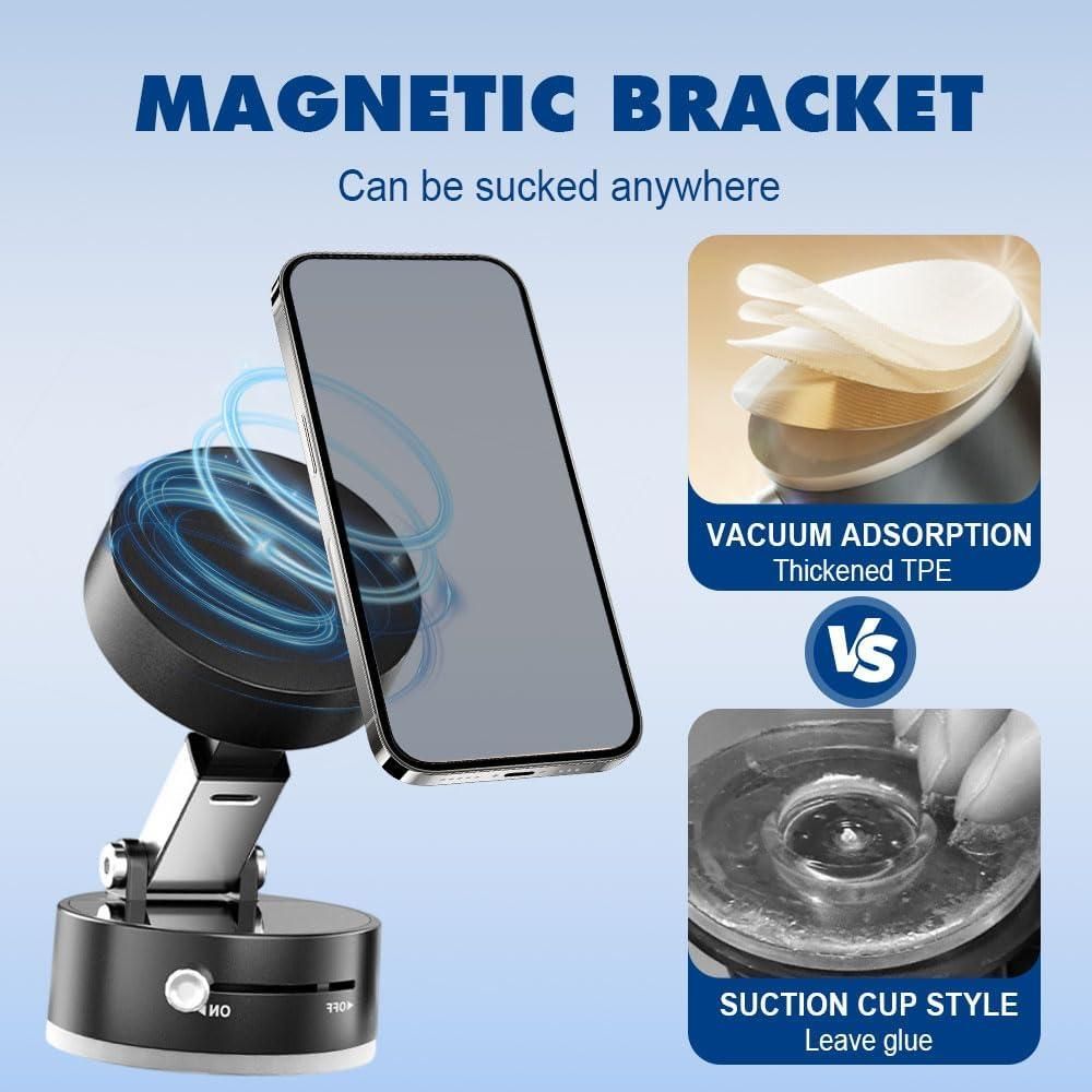 Vacuum Magnetic Suction Phone Holder – 360° Strong Magnet Phone Holder