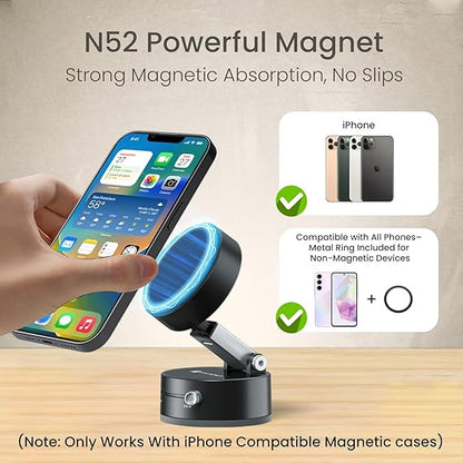 Vacuum Magnetic Suction Phone Holder – 360° Strong Magnet Phone Holder