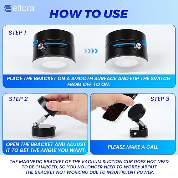 Vacuum Magnetic Suction Phone Holder – 360° Strong Magnet Phone Holder